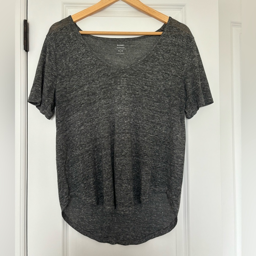 Old Navy Dark Heather Gray Relaxed Short Sleeve Tee Shirt Size Medium